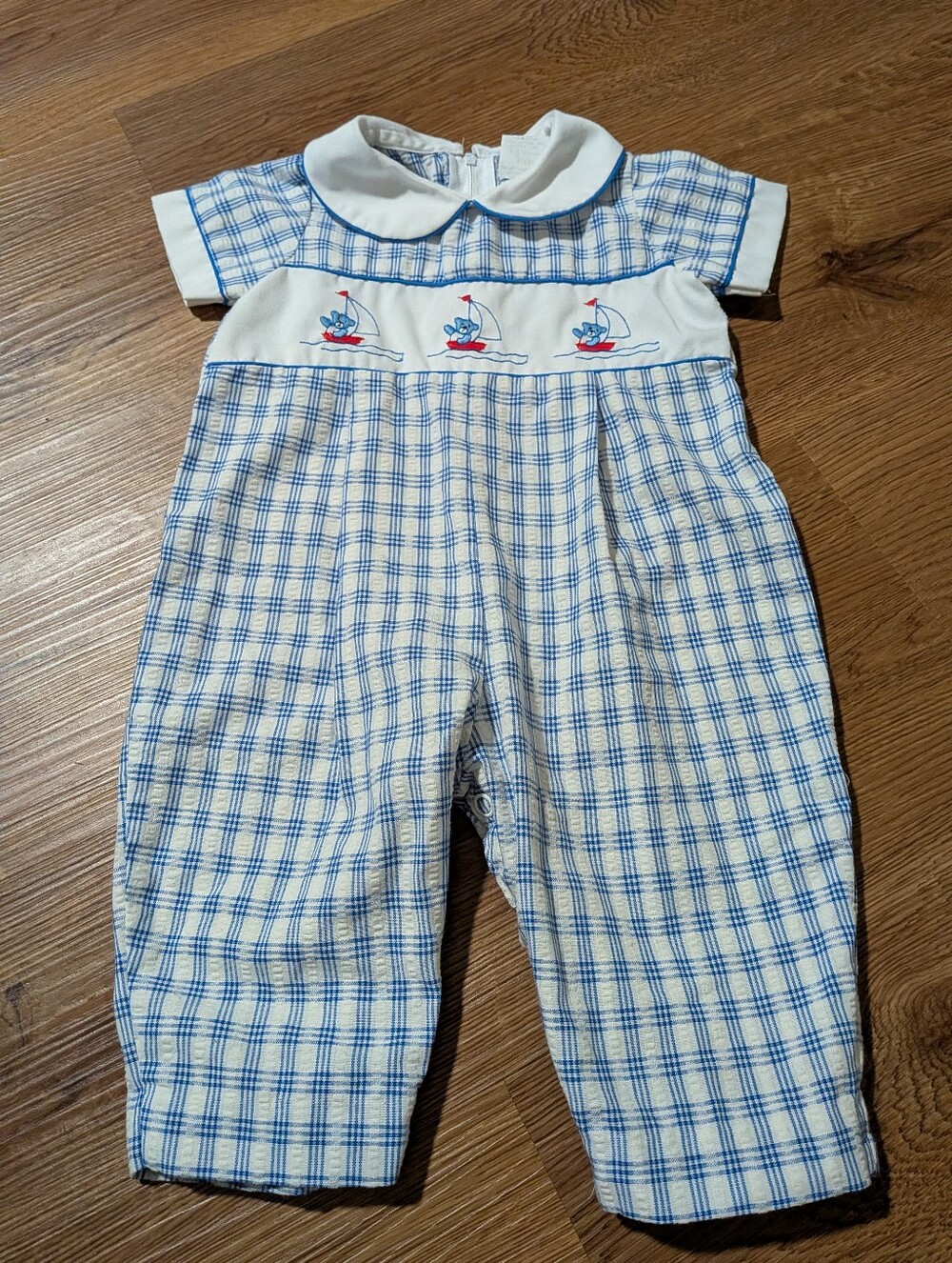 Vintage Baby Boy Collared Sailboat Outfit 3-6 Months